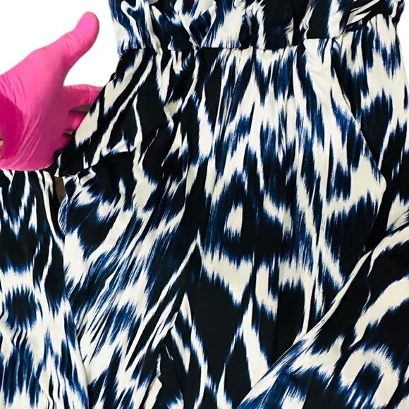 NICOLE MILLER Batik Skin Blue Black White Snakeskin Sleeveless Jumper Romper Jum - Picture 4 of 9